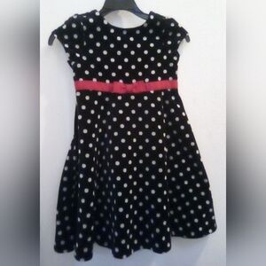 Gymboree Velvet Polka Dot Fit and Flare Dress 100% Cotton Size 6 Ribbon Coquette